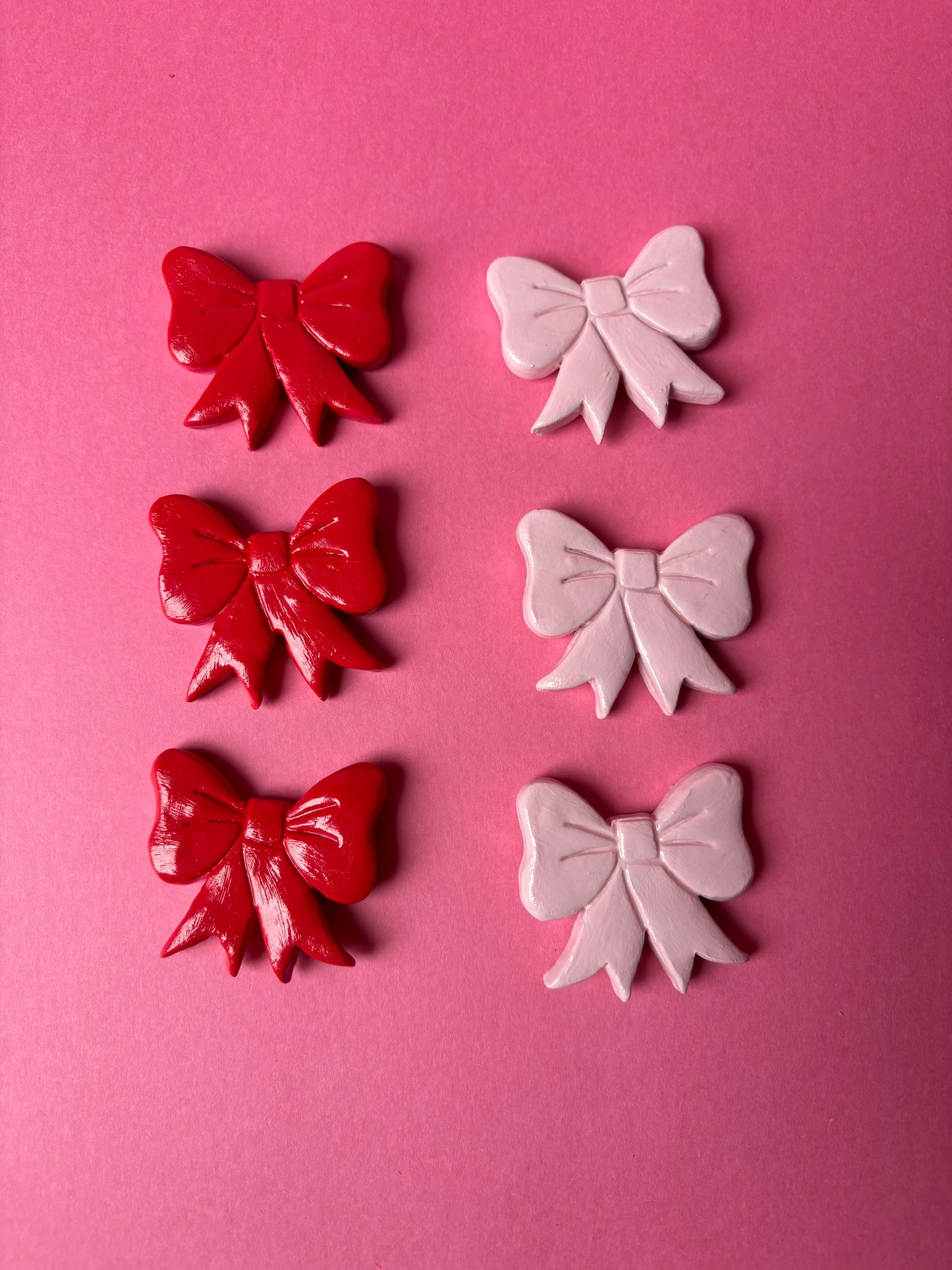 PINK AND RED BOW MAGNETS (pack of 6)